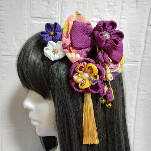 髪飾り 髪飾り紫 リボン紫 成人式髪飾り 卒業式髪飾り 七五三髪飾り