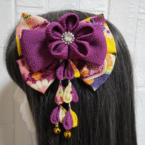 髪飾り 髪飾り紫 リボン紫 成人式髪飾り 卒業式髪飾り 七五三髪