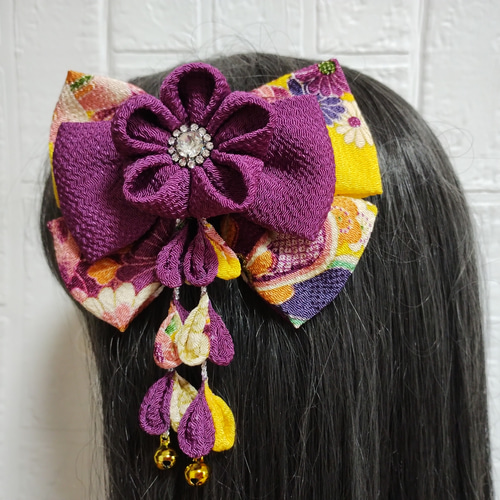 髪飾り 髪飾り紫 リボン紫 成人式髪飾り 卒業式髪飾り 七五三髪飾り