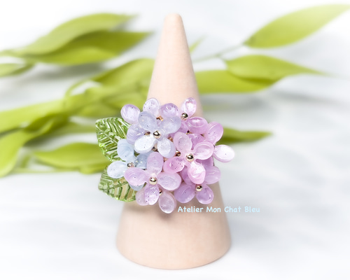 紫陽花のリング ピンク×ブルー 指輪・リング AtelierMonChatBleu