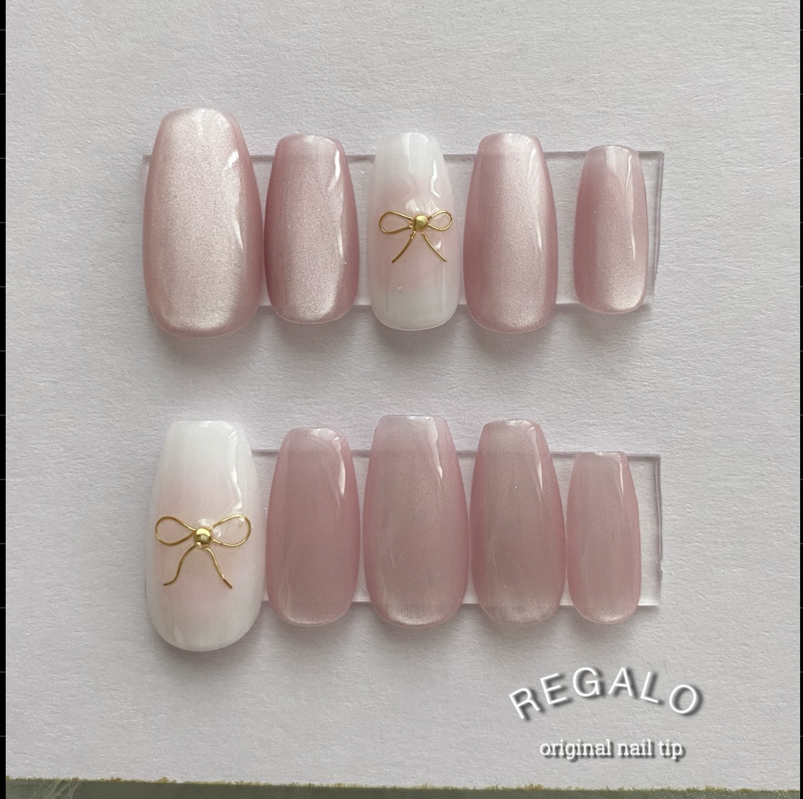 【オーダー】ネイルチップ　ハート　リボン　マグネット マグネットネイル選べるカラー14種類 リボンネイル ハート