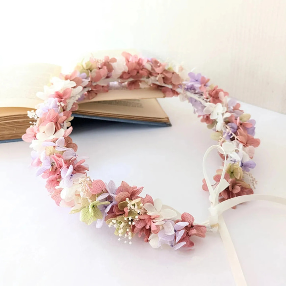 人気が高い  本物のお花の花冠・大人用 プリザーブドフラワー ウェディング ヘアアクセサリー