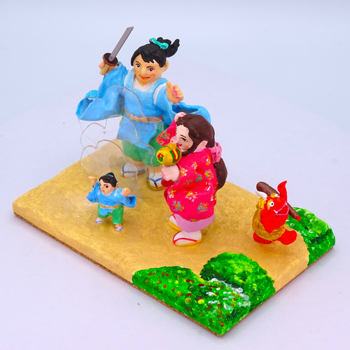 絵本から飛び出したシリーズ 粘土人形「一寸法師」その2 その他人形