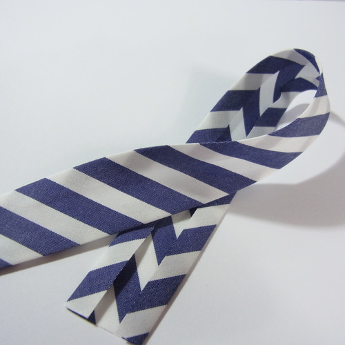 両折れバイアステープ ストライプ 白xネイビー 20mm巾x3mｾｯﾄ  