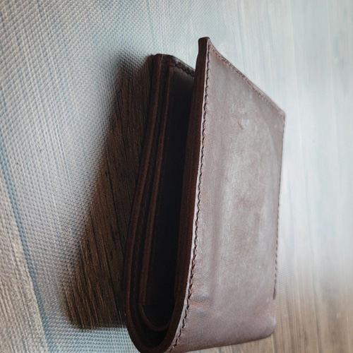 国産ヌメ革] 二つ折り財布 革財布 