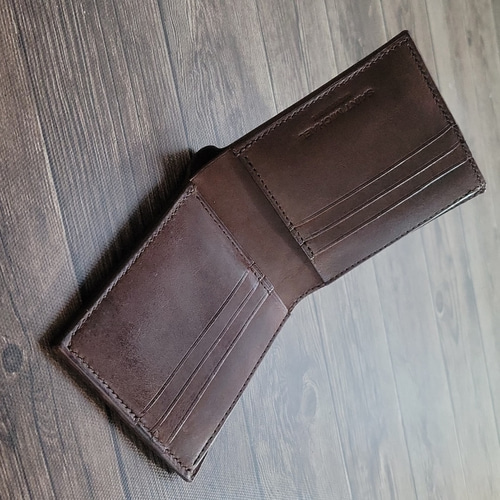 国産ヌメ革] 二つ折り財布 革財布 