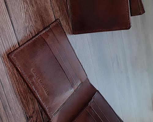 国産ヌメ革] 二つ折り財布 革財布 