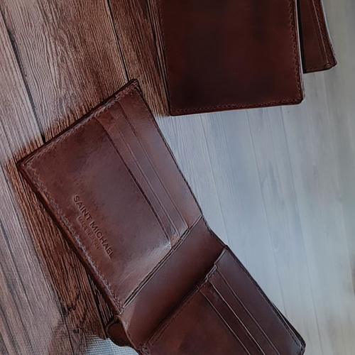 国産ヌメ革] 二つ折り財布 革財布 