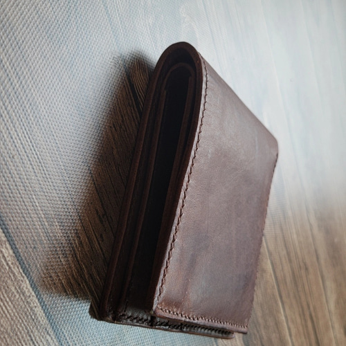 国産ヌメ革] 二つ折り財布 革財布 