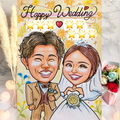 似顔絵オーダー ウェルカムボード 結婚祝い 結婚式 ウェルカム