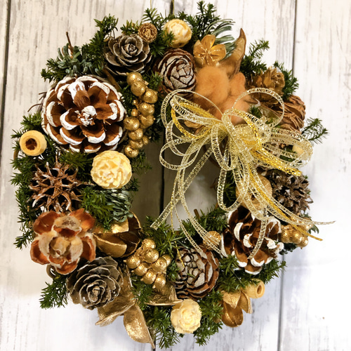 クリスマスリース no.2 直径20cm プリザーブドフラワー MUM FLOWERS