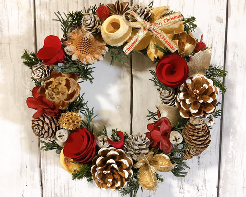 クリスマスリース no.3 直径20cm プリザーブドフラワー MUM FLOWERS