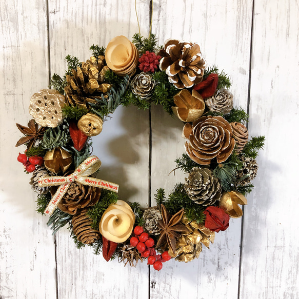 クリスマスリース no.4 直径20cm プリザーブドフラワー MUM FLOWERS