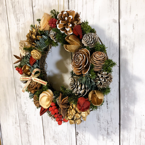 クリスマスリース no.4 直径20cm プリザーブドフラワー MUM FLOWERS