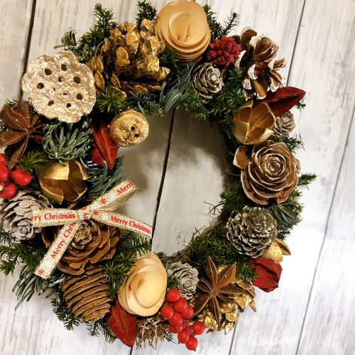 専用 クリスマスリース ハンドメイド オーダー 4点 クリスマスリース no.4 直径20cm プリザーブドフラワー MUM FLOWERS
