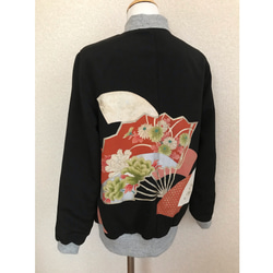 59☆黒留袖☆着物リメイク ☆レディースM☆ブルゾン☆スカジャン