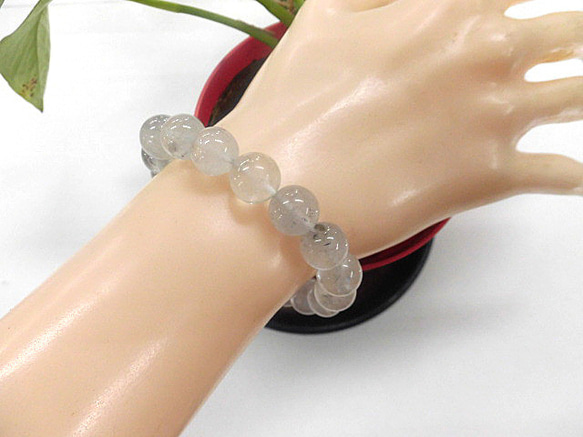 天然石 スティブナイト・イン・クォーツ10.9mm～11.5mm玉ブレスレット