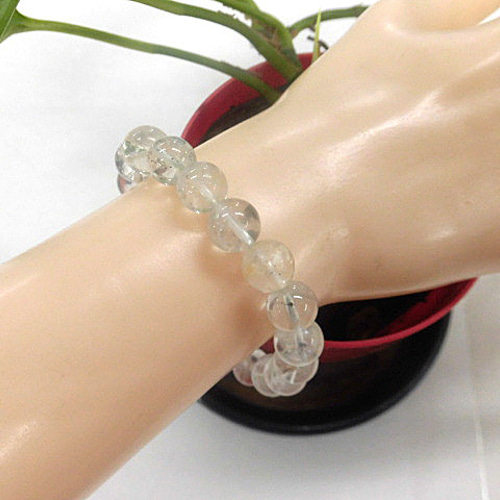 天然石 スティブナイト・イン・クォーツ10.3mm～10.8mm玉ブレスレット