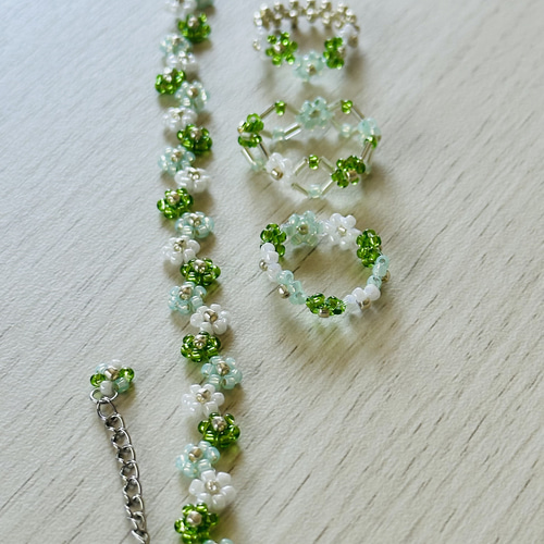 グリーンビーズリングセット 指輪・リング casually_4life 通販