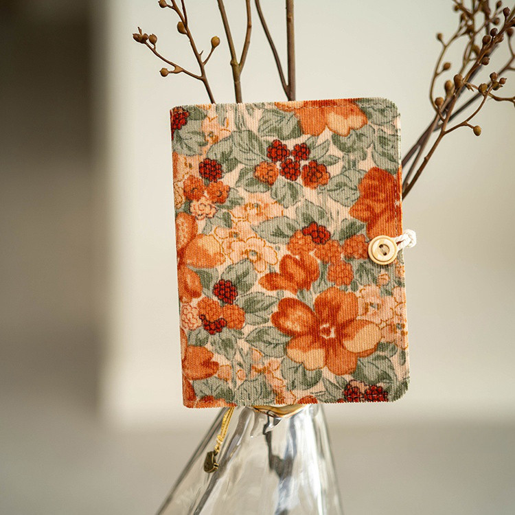 コーデュロイプリント生地、手帳カバー(A5/A6サイズ) ダイアリー帳・スケジュール帳