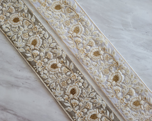 幅約7cm]インド刺繍リボン/カラー選択あり リボン・テープ Hanamomo