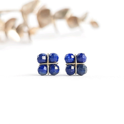 天然石 ブルーコッパーターコイズのシンプルな一粒ピアス/イヤリング