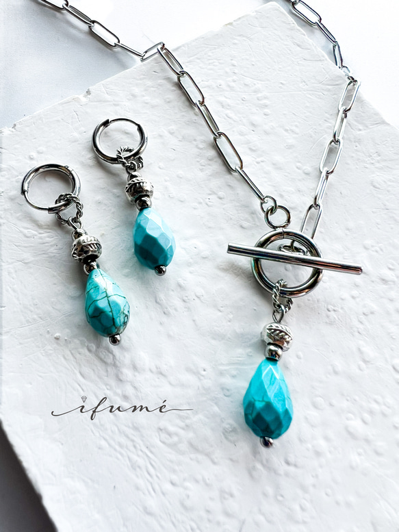 送料無料♪ creema限定 夏の福袋 ターコイズのネックレス&ピアス