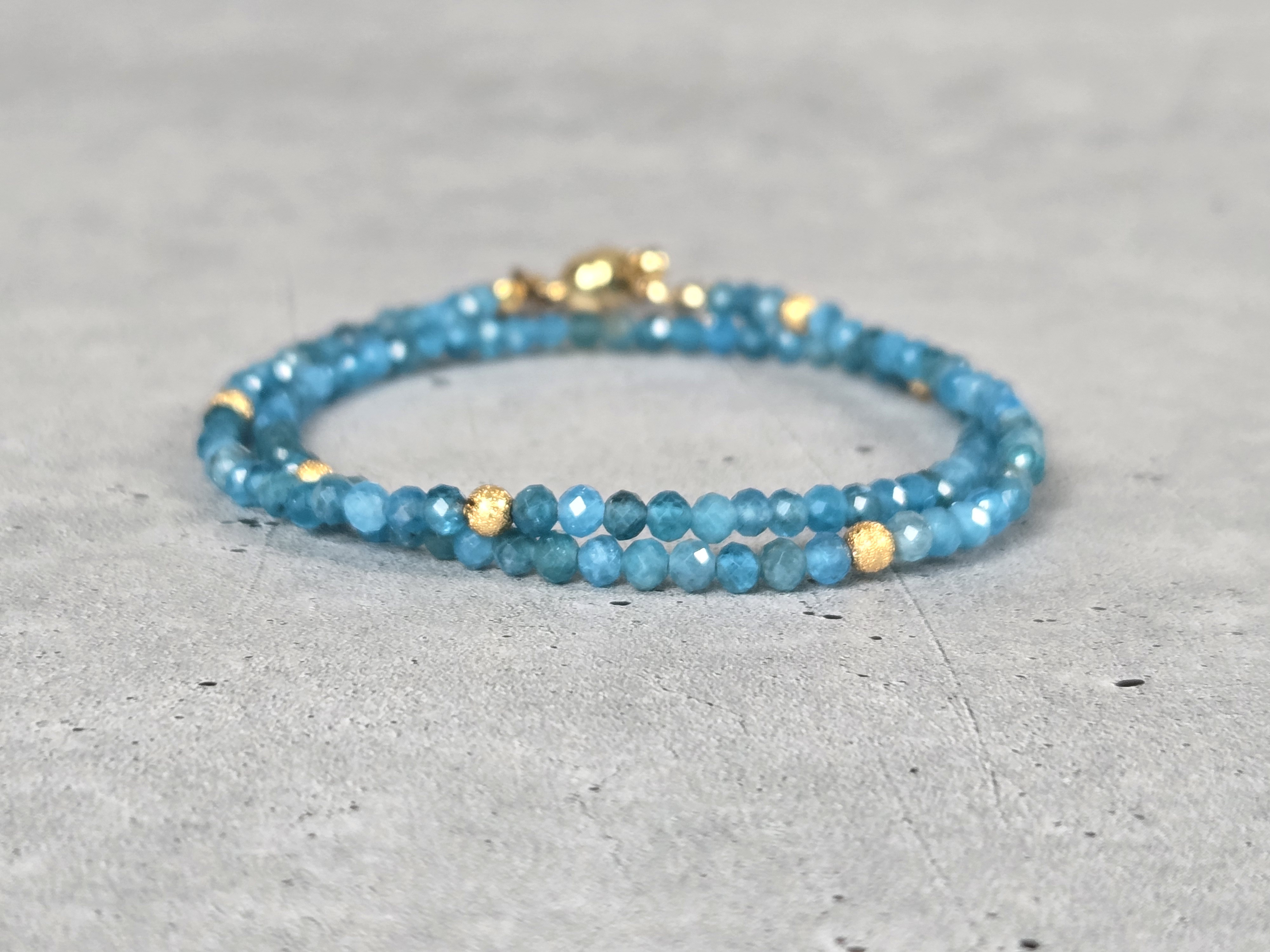 【再販×8】天然石ブレスレット・2連アパタイト