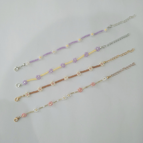 ビーズブレスレット ブレスレット 紫 パープル 白 ビーズアクセサリー