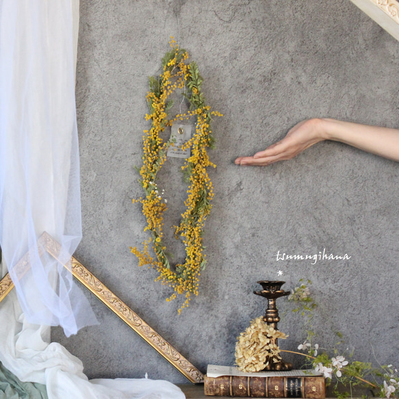 ＊Natural＊ミモザのオーバルリース☆ドライフラワーリース Natural＊ミモザのオーバルリース☆ドライフラワーリース