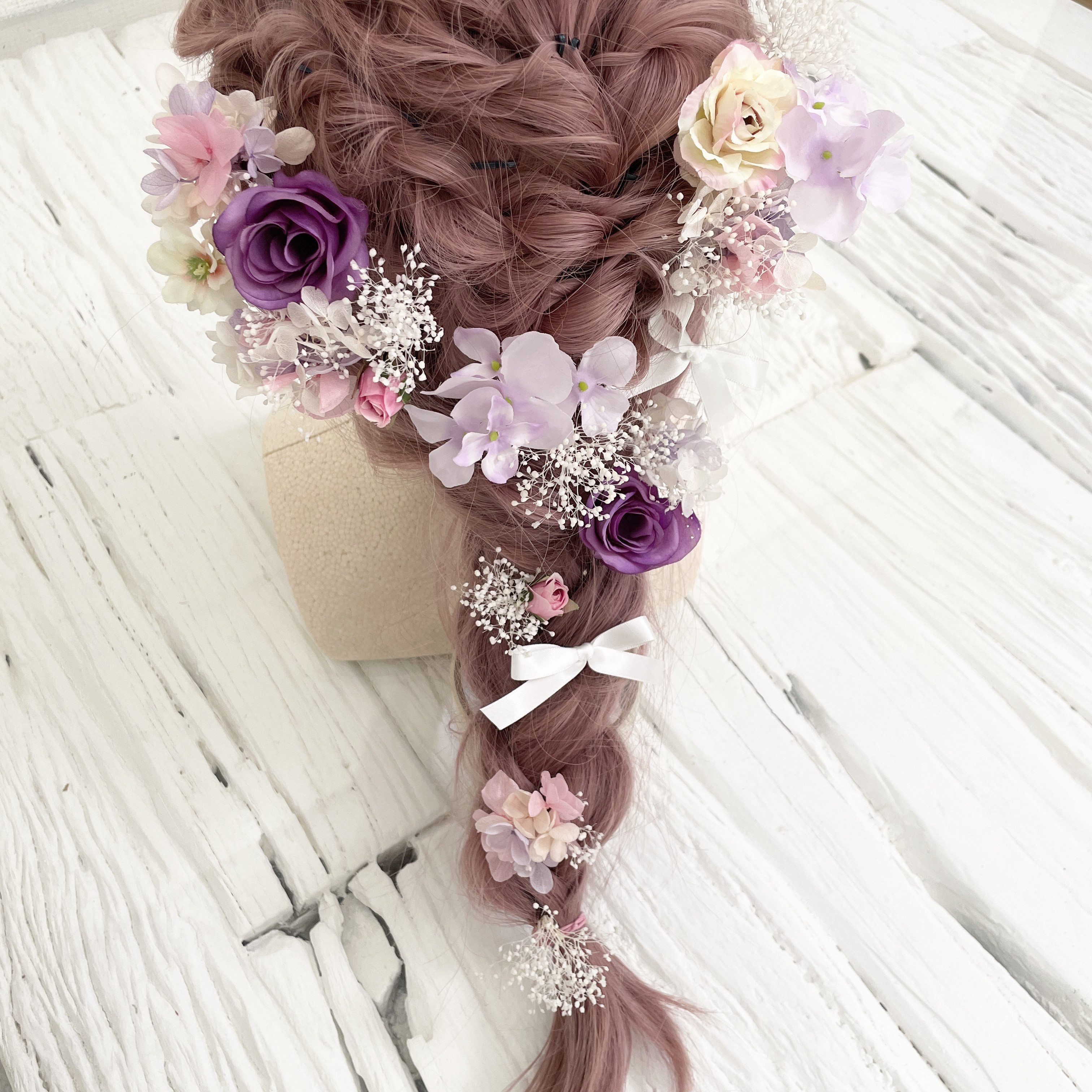 ラプンツェル　髪飾り　ヘッドドレス　ピンクパープル