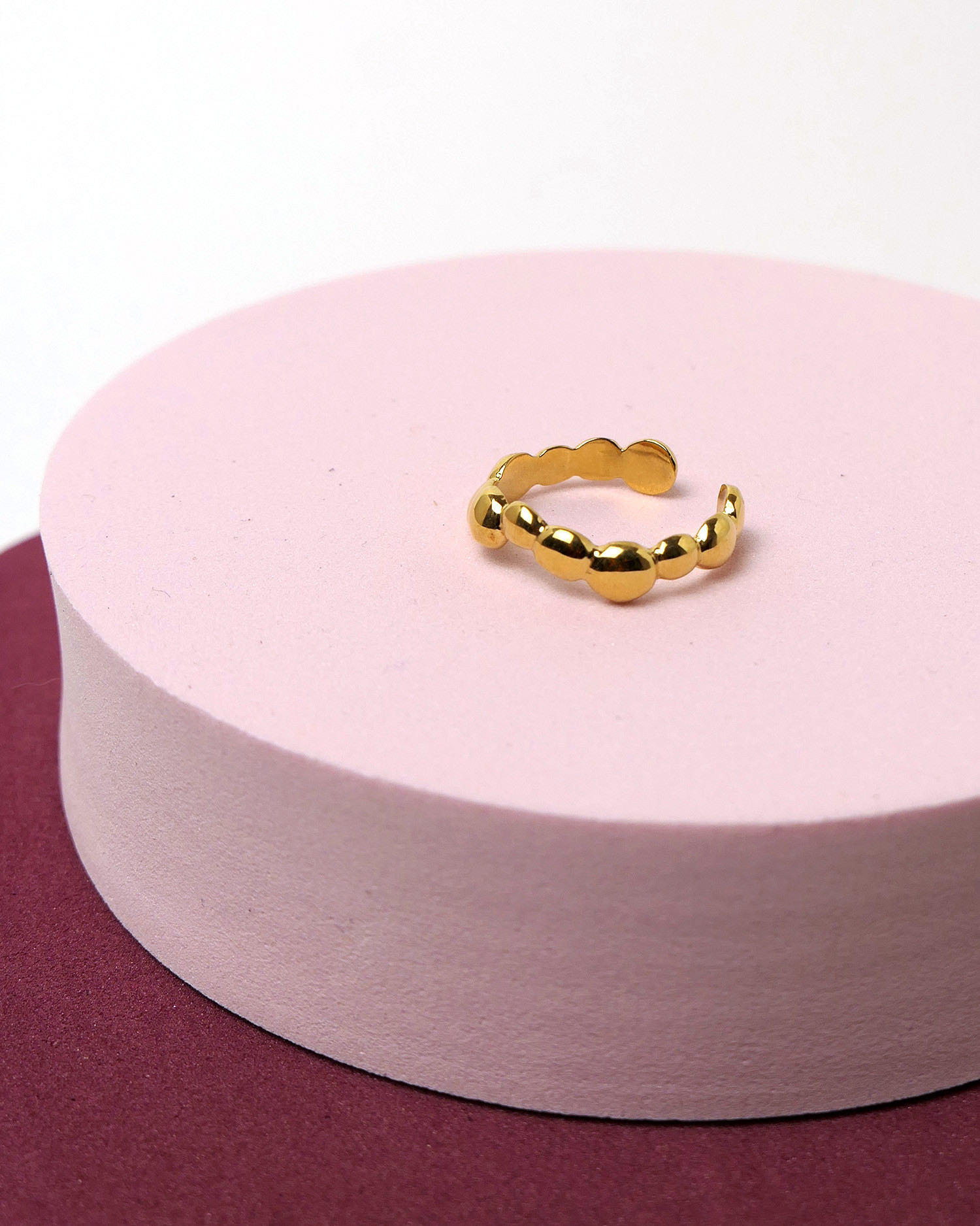 【自分でサイズ変更できる】11号〜17号 フリーサイズリング つぶつぶウエーブ ゴールド  [R0046]