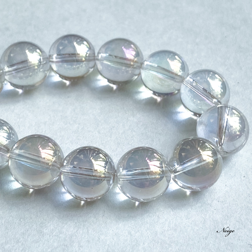 自然クリスタル アクセサリー素材 アクアクリスタル ラウンド10mm 4粒 天然石パーツ販売 ビーズ Neige