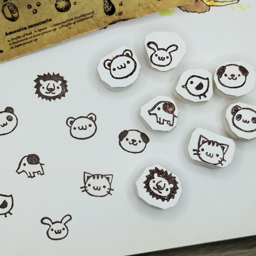 消しゴムはんこ♪ 234 ちびはんこ 8ケセット 連絡帳 音読 ねこ
