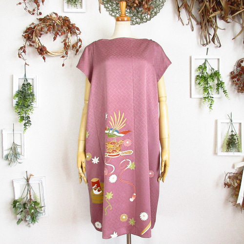 大きめサイズ】着物ドレス◎鳳冠◎細見え縦長シルエット&オール  