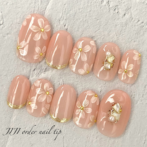 ネイルチップ ブライダル ウェディング 結婚式 成人式 ゴールド  