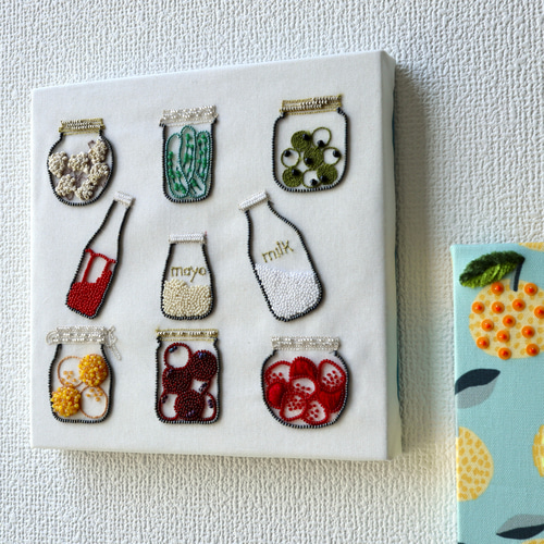 Creema限定＞キッチン周りの瓶をモチーフにしたオートクチュール刺繍の