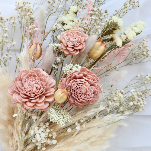 ウェディングブーケ ドライフラワーブーケ 前撮り くすみピンク 【公式