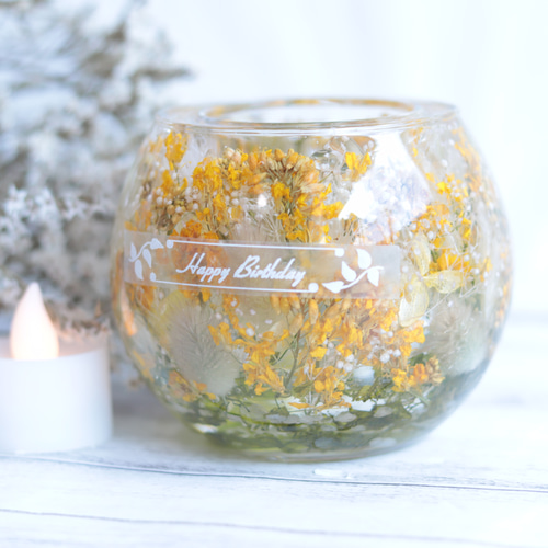 現品特別価格【おまけキャンドル】「雨粒水晶の降る水中花“菜の花畑
