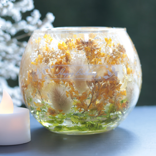 現品特別価格【おまけキャンドル】「雨粒水晶の降る水中花“菜の花畑 
