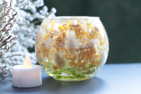 現品特別価格【おまけキャンドル】「雨粒水晶の降る水中花“菜の花畑