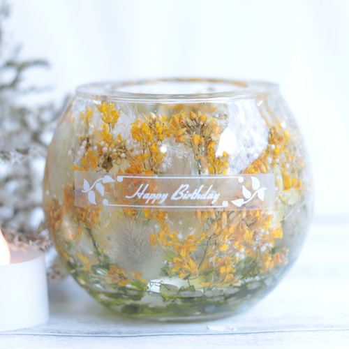 現品特別価格【おまけキャンドル】「雨粒水晶の降る水中花“菜の花畑