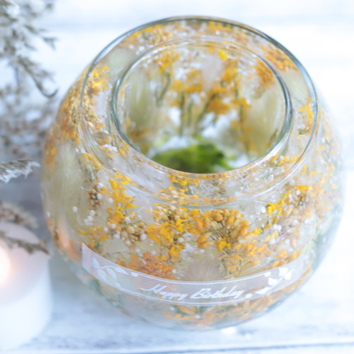 現品特別価格【おまけキャンドル】「雨粒水晶の降る水中花“菜の花畑