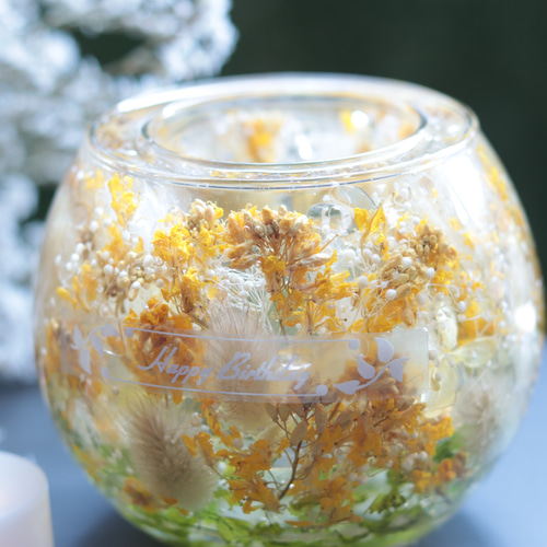 現品特別価格【おまけキャンドル】「雨粒水晶の降る水中花“菜の花畑