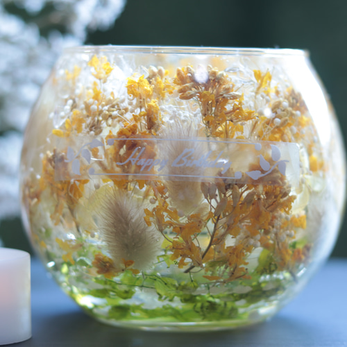現品特別価格【おまけキャンドル】「雨粒水晶の降る水中花“菜の花畑