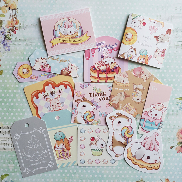あまあまうさタグ＆カードセット 1枚目の画像