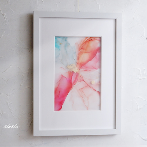 アルコールインクアート 原画 30cm✖️30cm アルコールインクアート 原画 「水と空と」 絵画