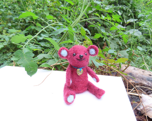 レトロなテディベアちゃん♪ 羊毛フェルト 紫花 通販 17849318｜Creema