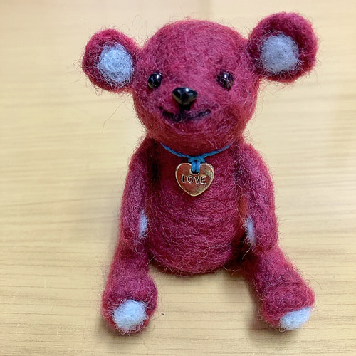 レトロなテディベアちゃん♪ 羊毛フェルト 紫花 通販 17849318｜Creema