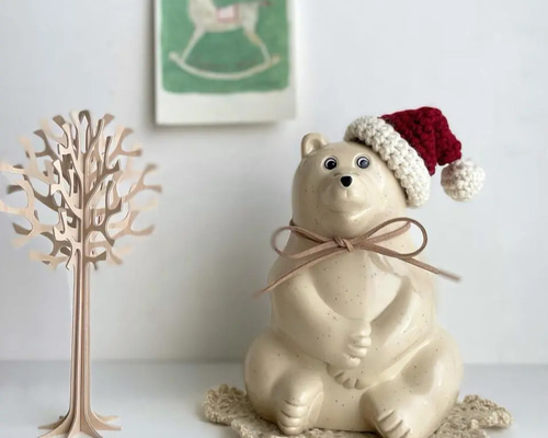 しろくま貯金箱 お着替え 三角帽子 クリスマス 北欧 その他
